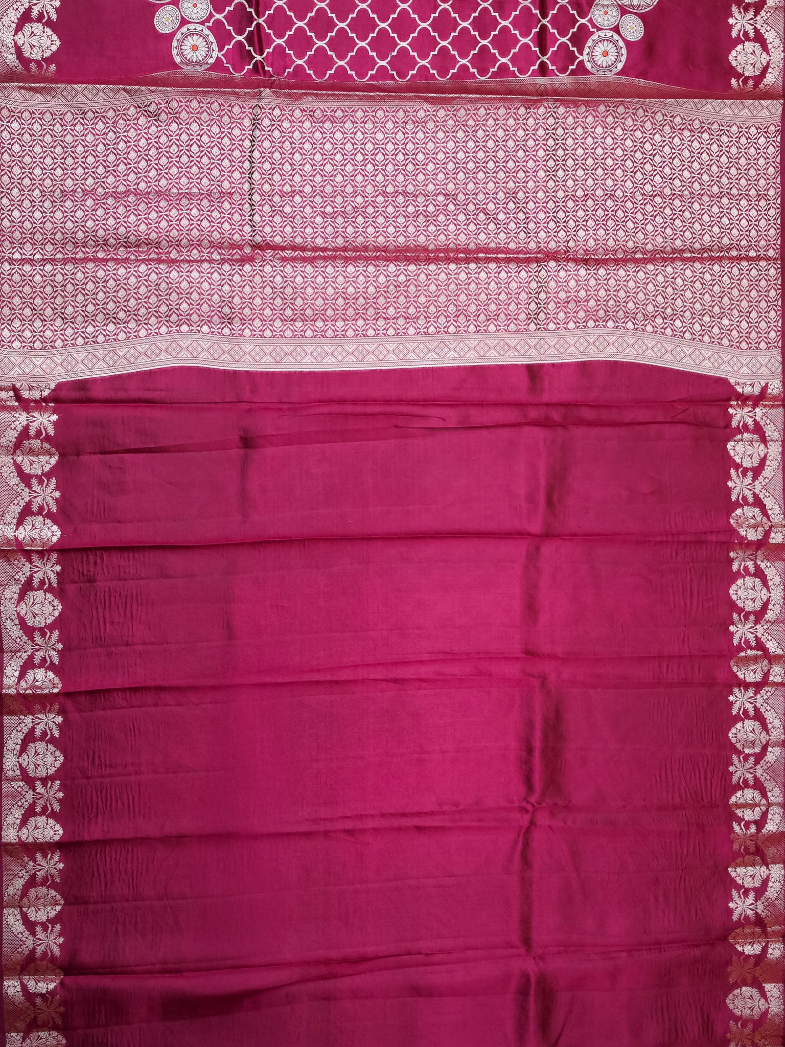 Purple Chiniya Silk Saree – All Over Gold Zari Weave With Self Border