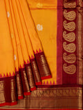 Weaves Gadwal Pattu With Contrast Border With Temple Border With Butta