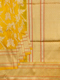 Banarasi Jaal Saree Yellow Silver Zari Unstitched