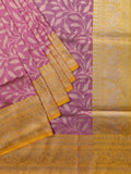 Weaves Banarasi Banarasi Jaal With Contrast Border Pallu And Blouse Peach Pink + Yellow
