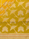 Banarasi Jaal Saree Yellow Silver Zari Unstitched