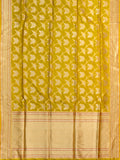 Banarasi Jaal Saree Yellow Silver Zari Unstitched