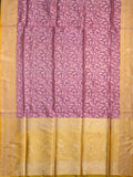 Weaves Banarasi Banarasi Jaal With Contrast Border Pallu And Blouse Peach Pink + Yellow