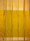 Weaves Banarasi Banarasi Jaal With Contrast Border Pallu And Blouse Peach Pink + Yellow