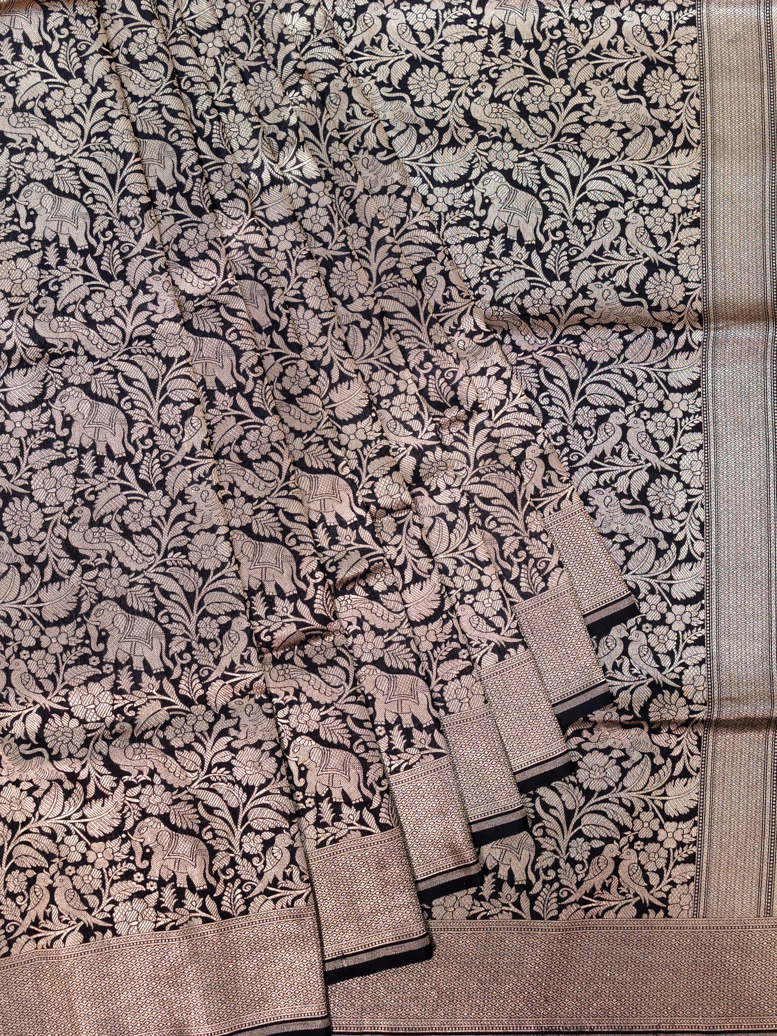 Weaves Banarasi Banarasi Jaal Black