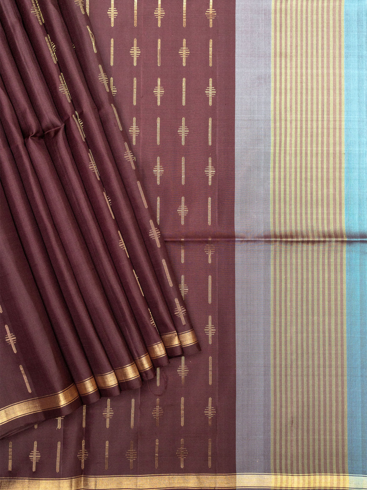 Soft Silk Tripura Pattu Saree Brown Strips