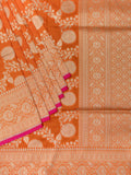 Orange Banarasi Jaal Saree with Gold Zari and Self Border