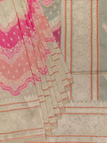 Baby Pink Banarasi Rangkat Saree with Gold Zari Border