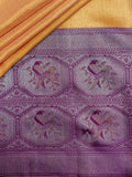 Kanjeevaram Kanchi Pattu Matte Finish With Contrast Border Orange + Purple