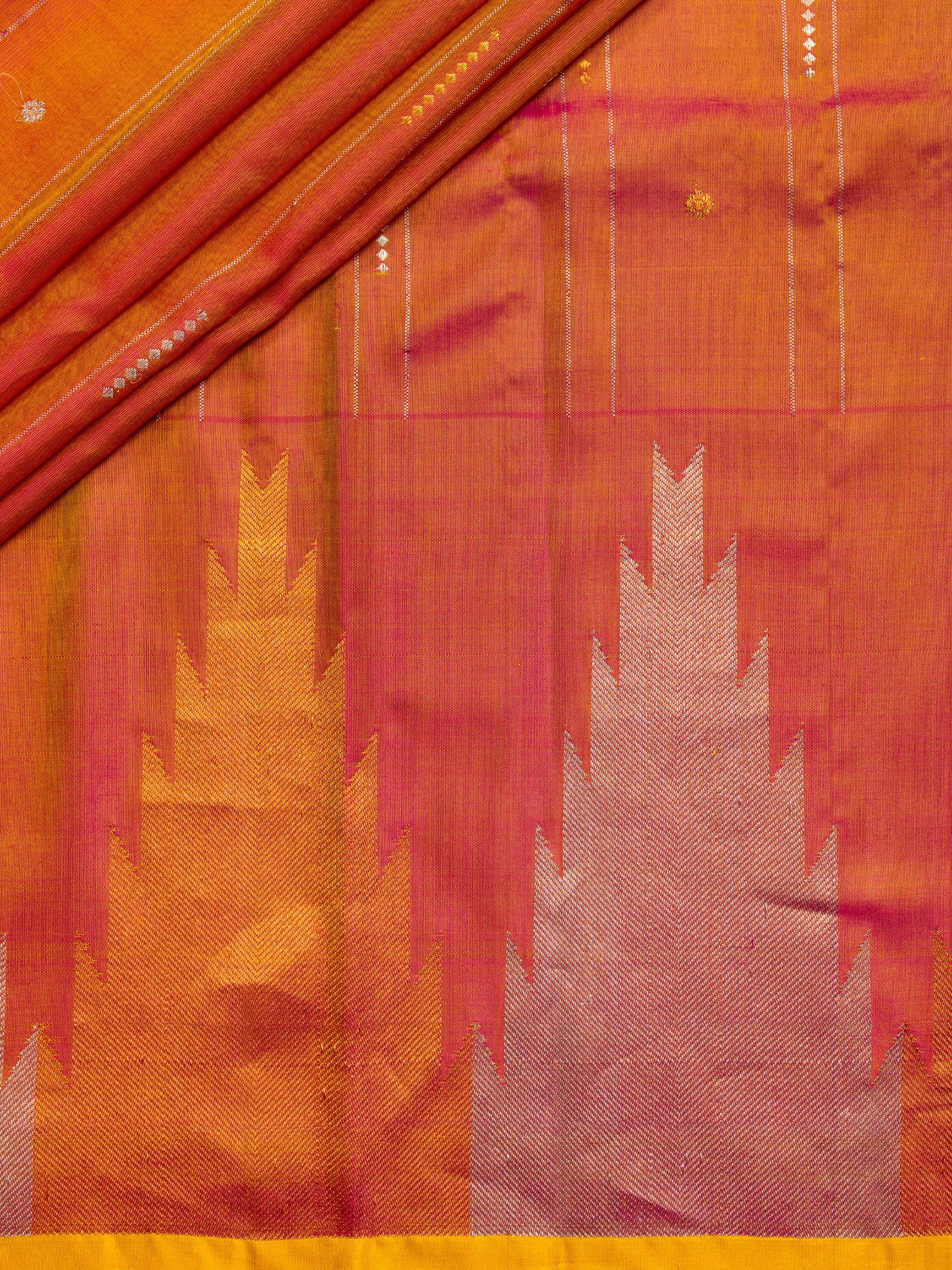 Weaves Gadwal Pattu With Temple Border With Butta