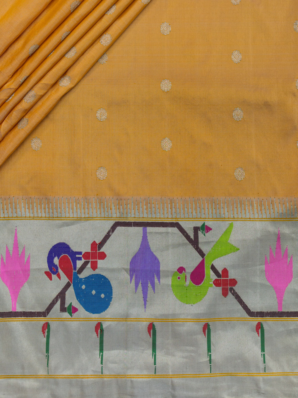 Weaves Paithani Saree With Contrast Border