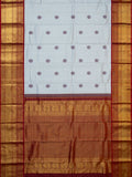 Kanjeevaram Kanchi Pattu All Over Checks With Thread Butta Gold Zari (Talambralu) White + Brick