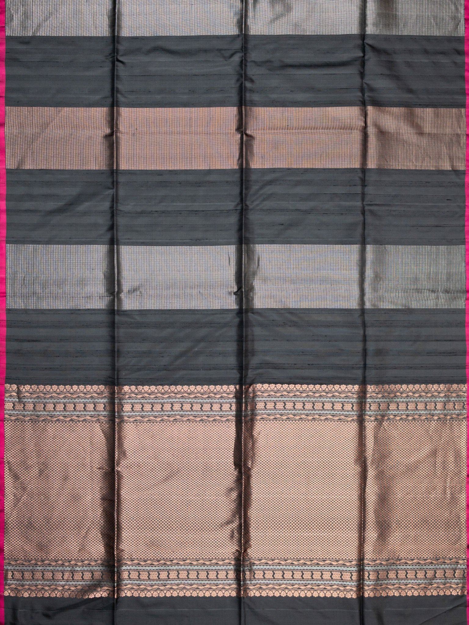 Black Tripura Pattu Soft Silk Saree with Purple Blouse Piece