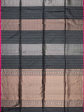 Black Tripura Pattu Soft Silk Saree with Purple Blouse Piece