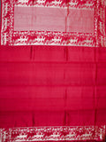 Rani Pink Chiniya Silk Saree With Small Butta Deer Border And Self Gold Zari