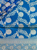 Banarasi Jaal Saree Copper Sulfate Blue Gold Zari
