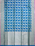 Banarasi Jaal Saree Copper Sulfate Blue Gold Zari