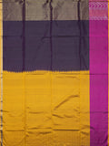 Purple Tripura Pattu Soft Silk Saree with Yellow Blouse Piece