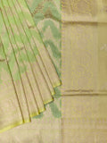 Banarasi Jaal Saree Pista Green Gold Zari Unstitched