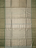 Kanjeevaram Kanchi Pattu Matte Finish With Kanchi Border Silver + Bottle Green