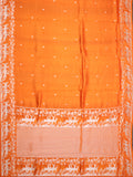 Orange Chiniya Silk Saree With Small Butta Deer Border And Self Gold Zari