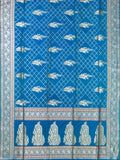 Copper Sulfate Blue Banarasi Jaal Saree with Gold Zari