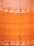 Orange Chiniya Silk Saree With Small Butta Deer Border And Self Gold Zari