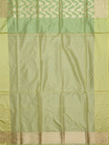 Banarasi Jaal Saree Pista Green Gold Zari Unstitched