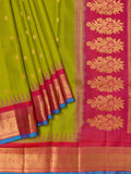 Weaves Gadwal Pattu With Contrast Border With Temple Border With Butta
