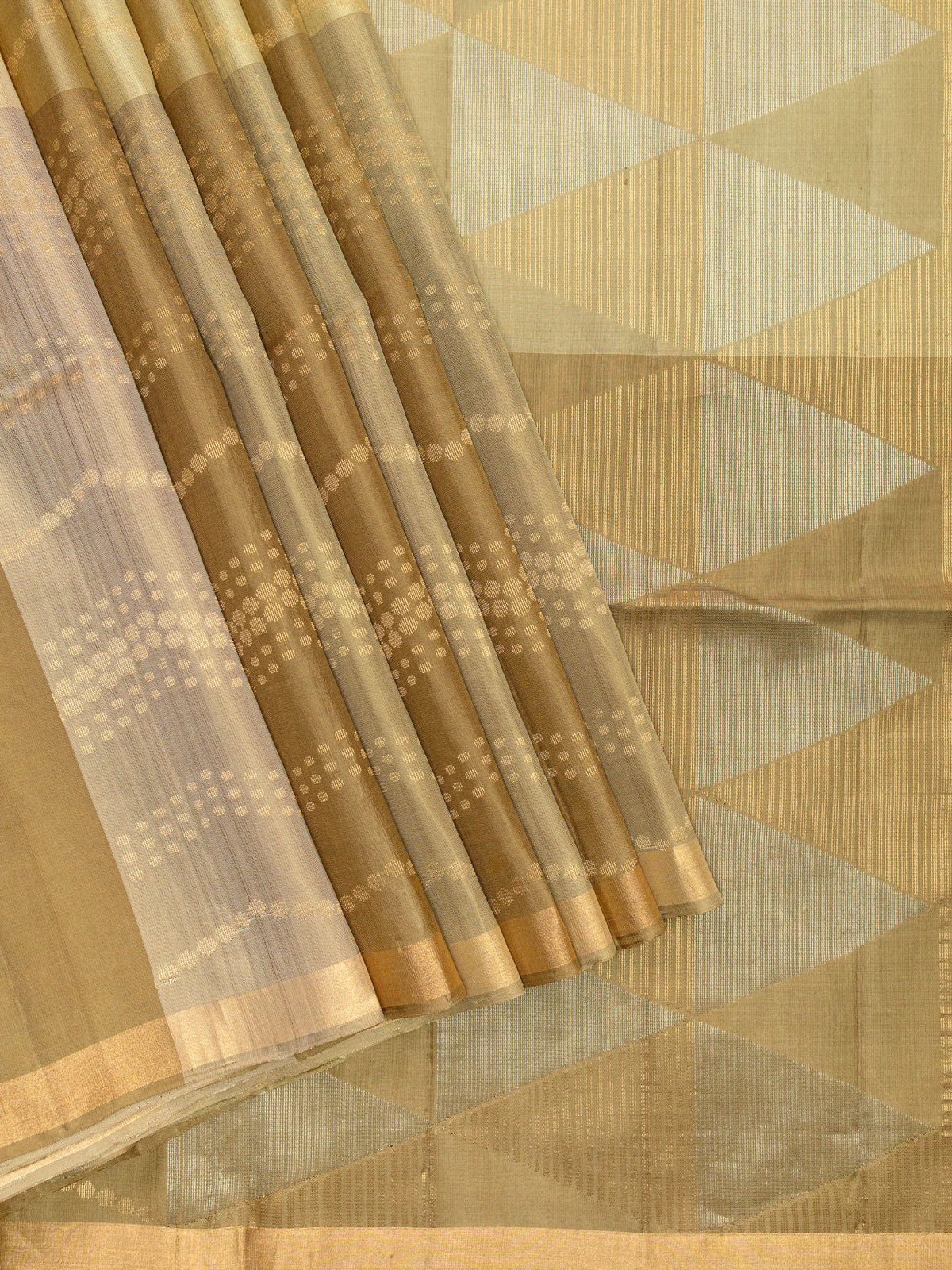 Soft Silk Tripura Pattu Saree Beige Unstitched