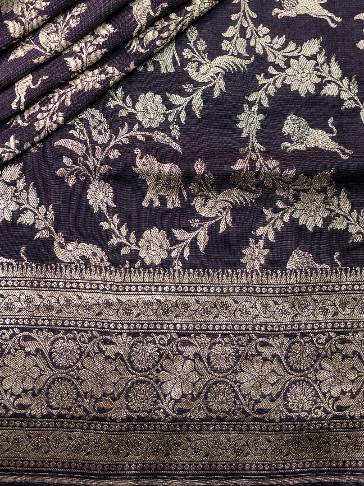 Weaves Banarasi Banarasi Jaal Dull Brown