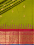 Weaves Gadwal Pattu With Contrast Border With Temple Border With Butta