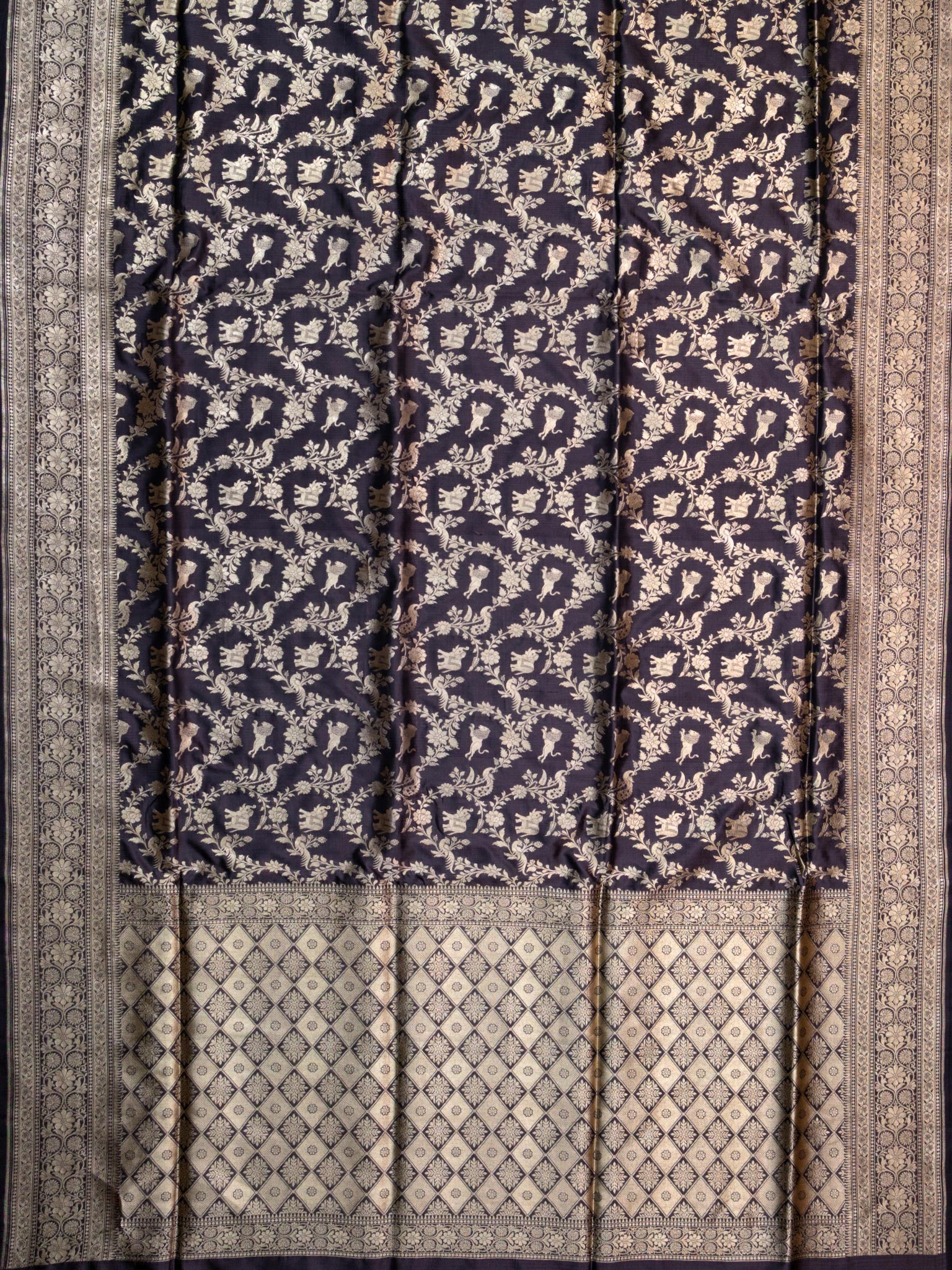 Weaves Banarasi Banarasi Jaal Dull Brown