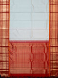 Kanjeevaram Kanchi Pattu All Over Butta Gold Zari With Contrast Border & Edgeing (Talambralu) Cream + Red