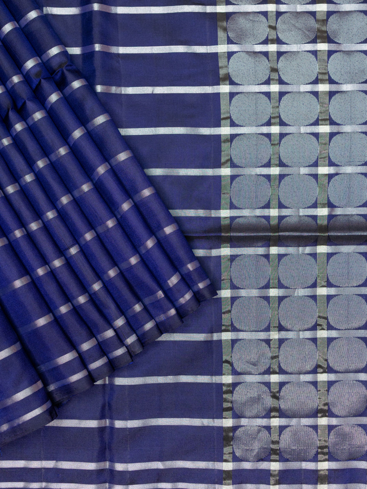 Soft Silk Tripura Pattu Saree Navy Blue Peacock Green