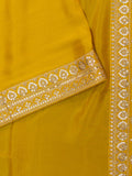 Fancy Crepe Plain + Work Lace Border Yellow