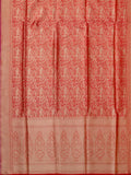 Weaves Banarasi Banarasi Jaal With Edgeing Orange + Pink