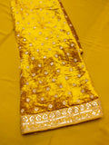 Fancy Crepe Plain + Work Lace Border Yellow