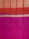 Weaves Banarasi Banarasi Jaal With Edgeing Orange + Pink
