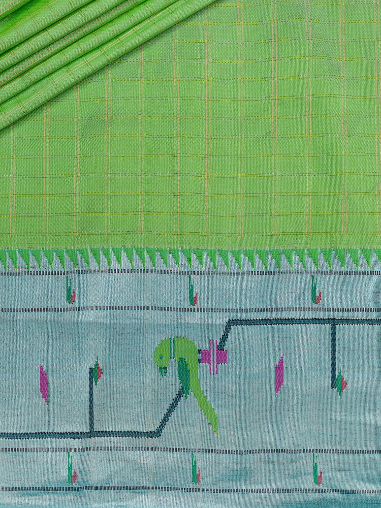 Weaves Paithani Saree With Contrast Border