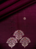Maroon Chiniya Silk Saree – All Over Silver Zari Weave With Border