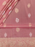 Baby Pink Banarasi Jaal Saree with Gold Zari Border