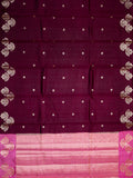 Maroon Chiniya Silk Saree – All Over Silver Zari Weave With Border