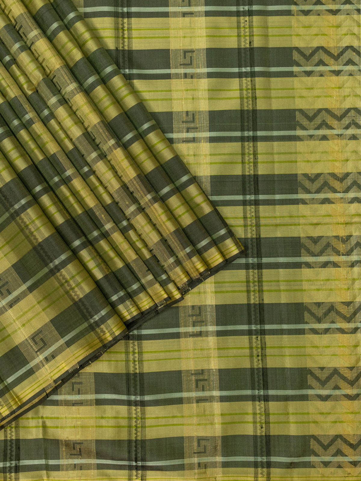 Soft Silk Tripura Pattu Saree Olive Green Unstitched