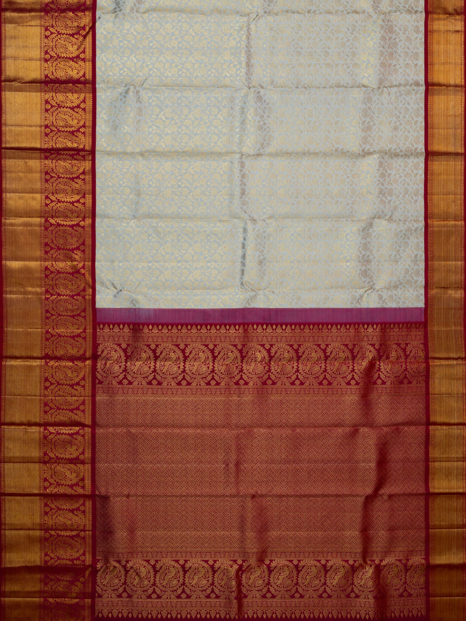 Kanjeevaram All Over Butta Gold Zari With Contrast Border (Talambralu)
