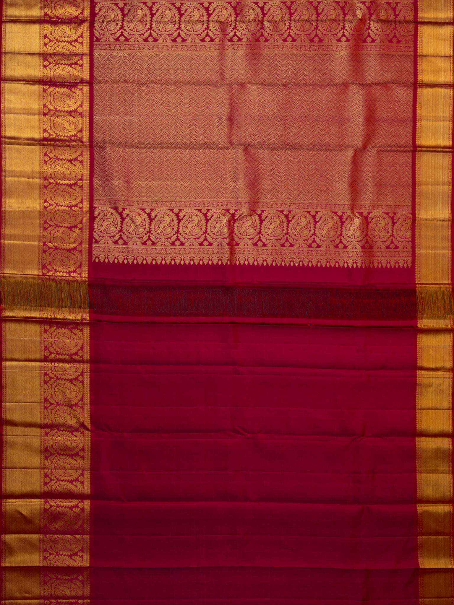 Kanjeevaram All Over Butta Gold Zari With Contrast Border (Talambralu)