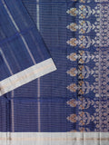 Navy Blue Tripura Pattu Soft Silk Saree with Self Unstitched Blouse