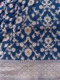 Weaves Banarasi Banarasi Jaal Navy Blue