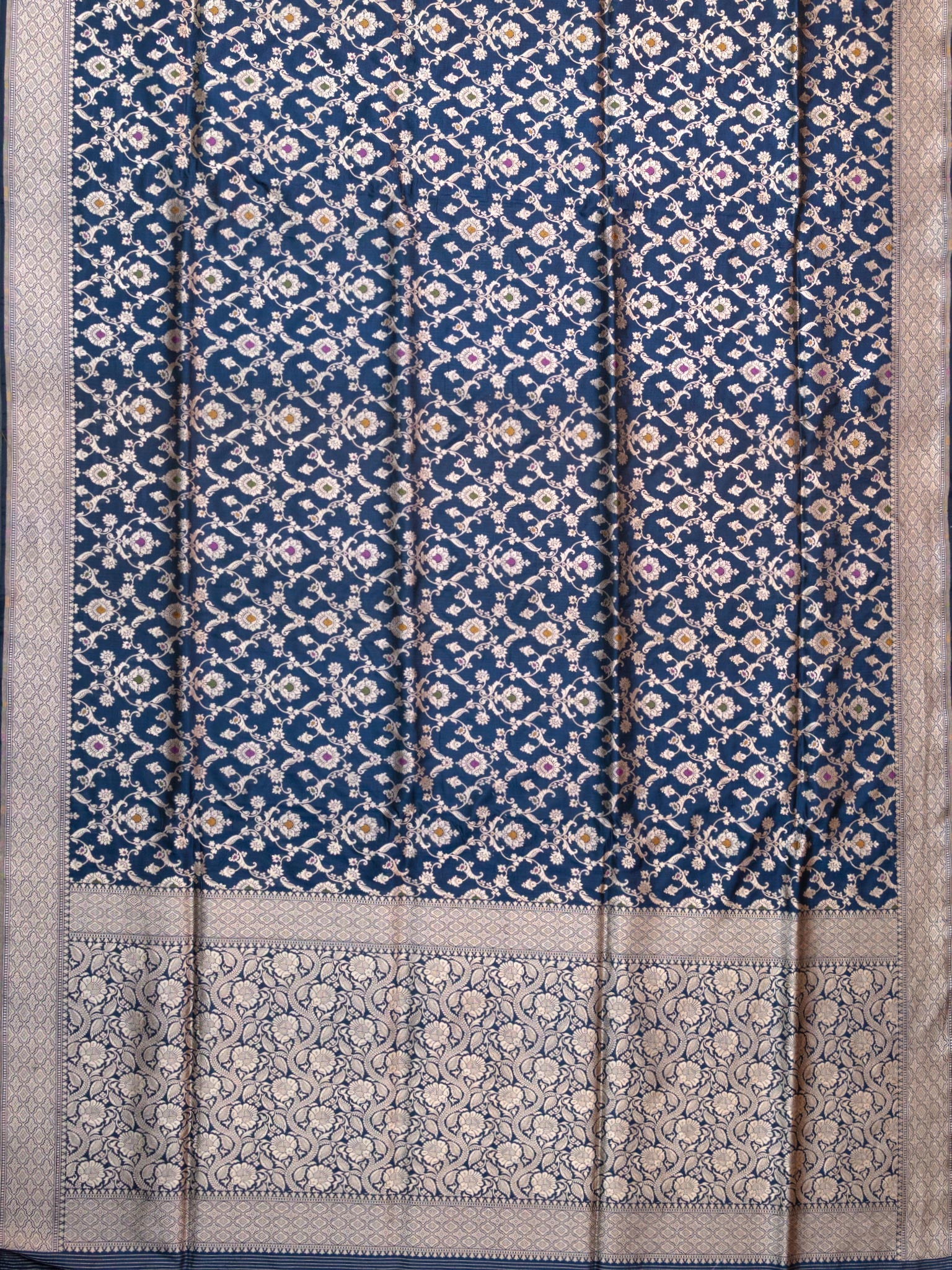 Weaves Banarasi Banarasi Jaal Navy Blue