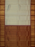 Kanjeevaram Kanchi Pattu All Over Butta Zari With Contrast Border (Talambralu) Cream + Maroon